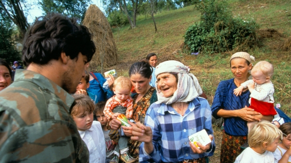 Frauen und Kinder aus der Enklave Screbrenica 